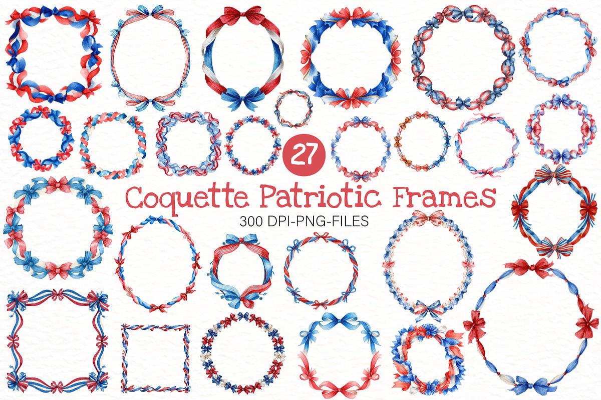Coquette Patriotic Frames Clipart, an Illustration by Designworld (Photo 1 of 8)