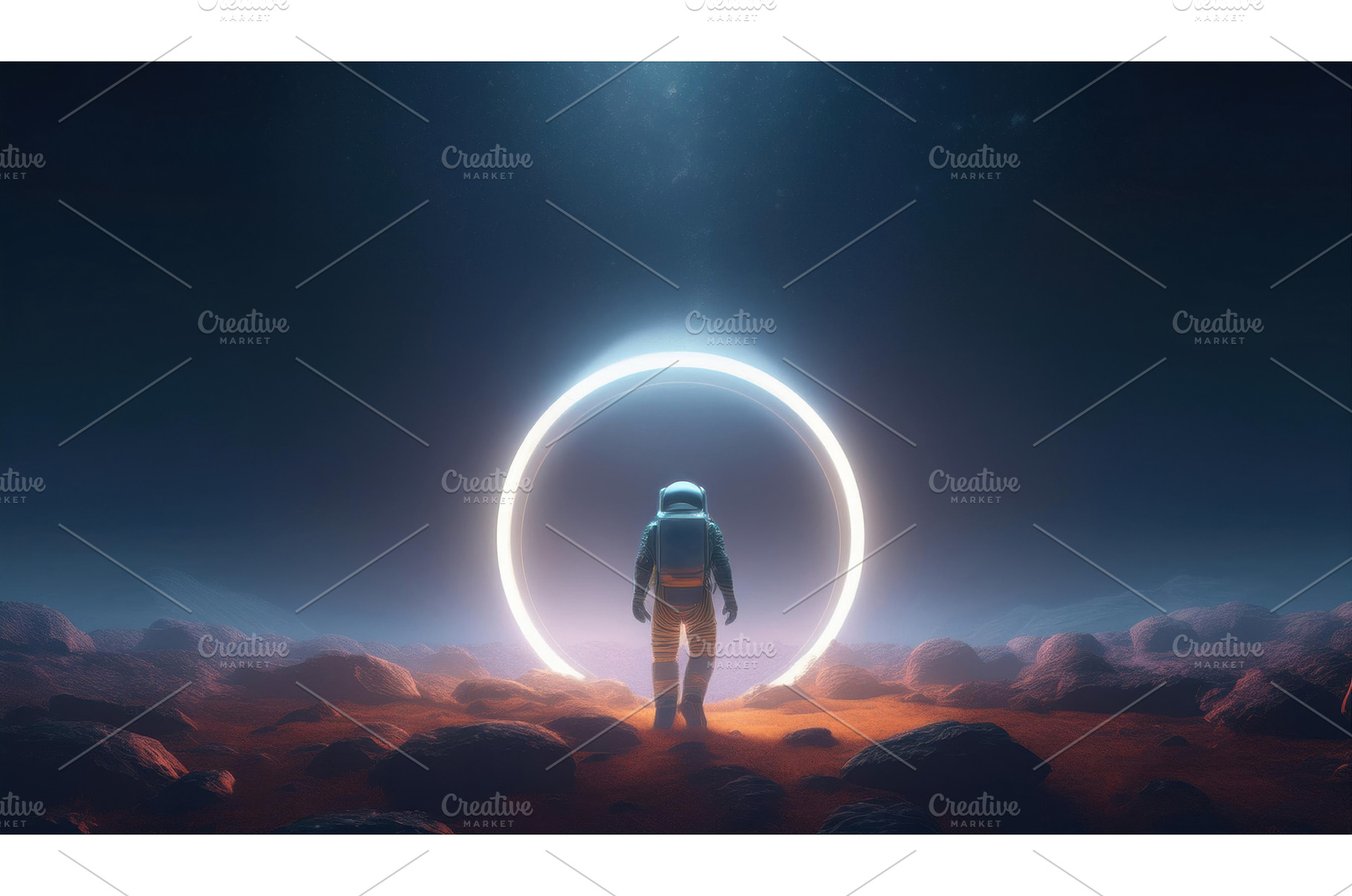 An astronaut stands before a glowing, a Technology Photo by Igor Tichonow