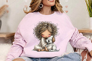 Whimsical Girl & Dog Love Clipart, a Seasonal Illustration by Canvas Craft (Thumbnail 5 of 7)