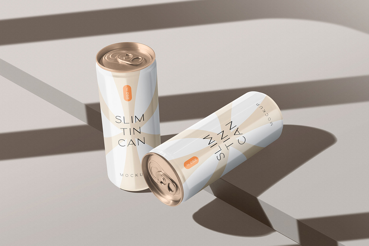 250ml Slim Tin Can Mockups, a Packaging Mockup by DesignNeutrons (Photo 6 of 7)