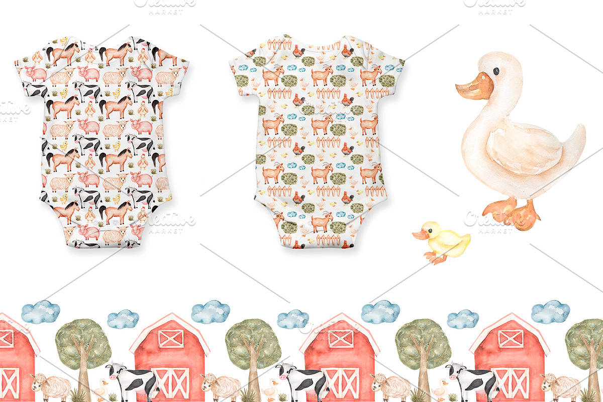 Watercolor Farm Collection, an Animal Illustration by MayaNavits (Photo 5 of 6)