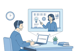 Online education and professional, an Education Illustration by Artsaba Family