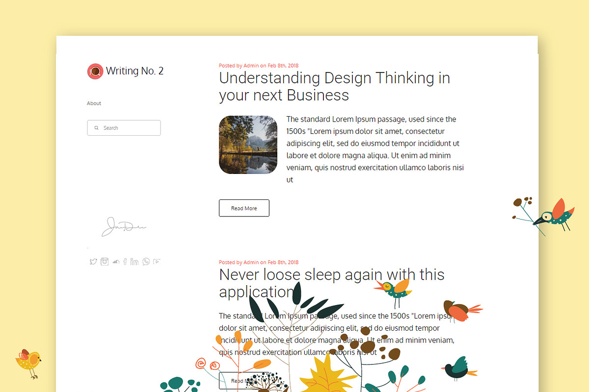 Writing No. 2 WordPress Theme, a WordPress Template by Pixel Co. (Photo 1 of 4)