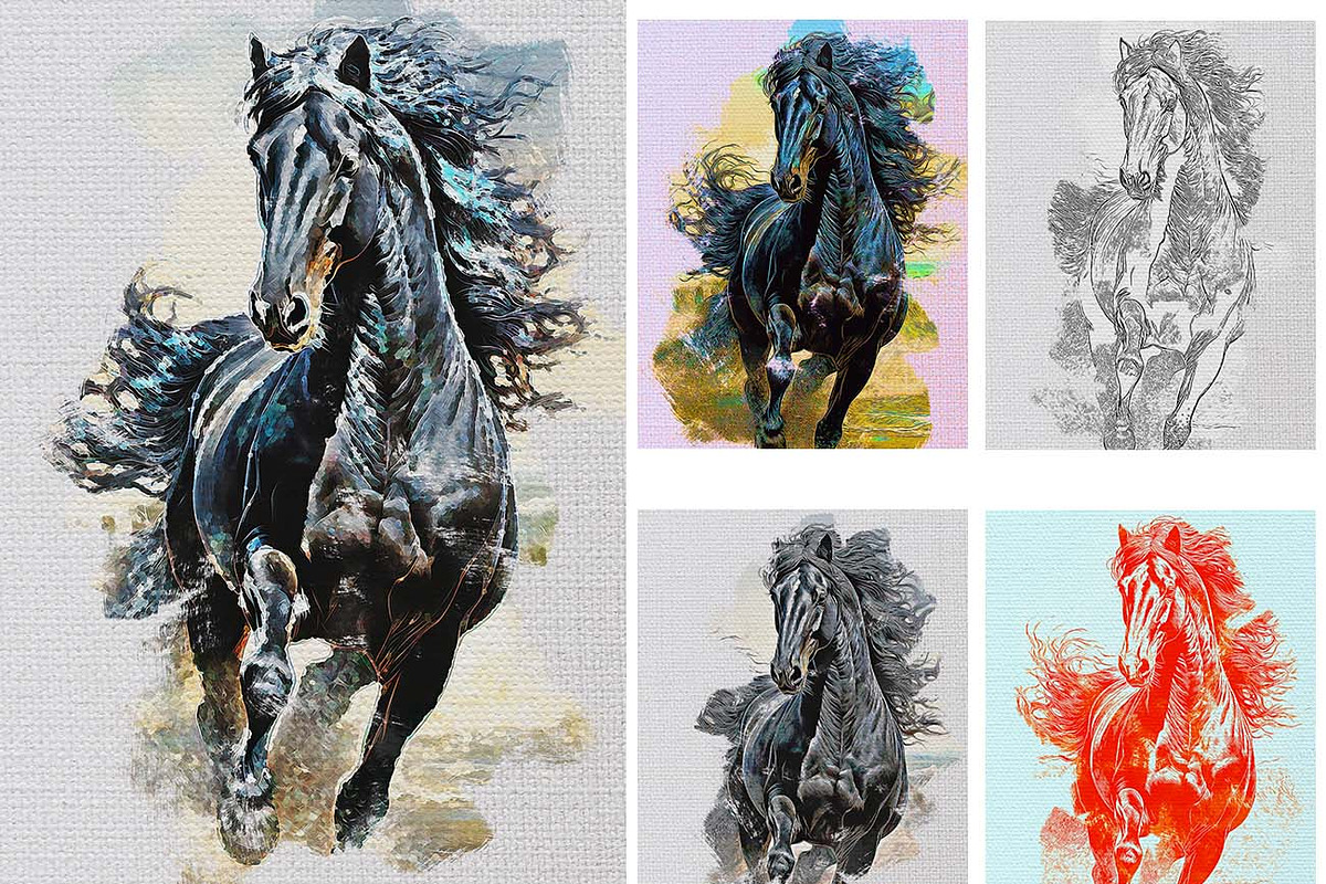 Real Oil Paint Canvas FX Photoshop, an Action Add-On by Studio Retouch (Photo 2 of 17)