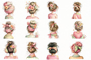 Messy Bun Spring Girls Clipart, an Illustration by Designworld (Thumbnail 5 of 8)
