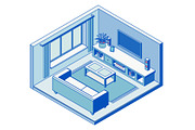 Isometric living room interior, an Object Graphic by Mary P (Thumbnail 2 of 2)