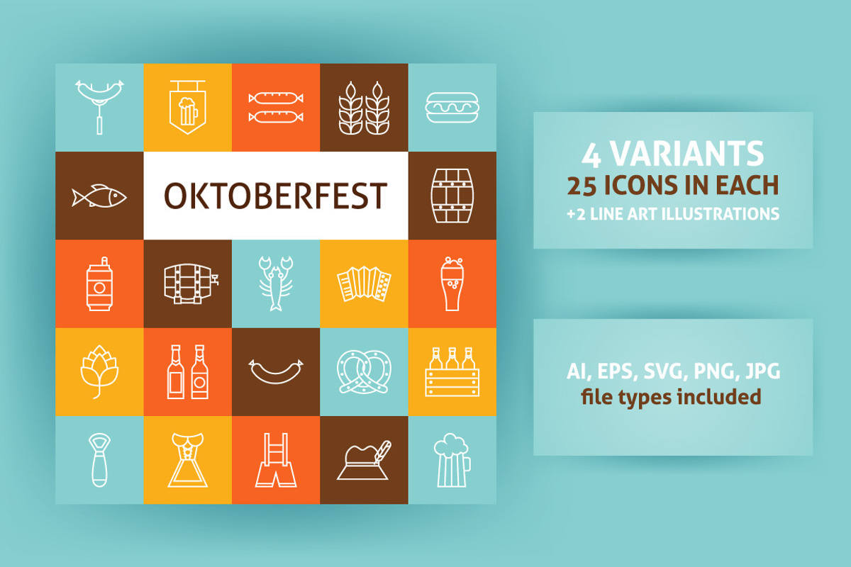 Oktoberfest Line Art Icons, an Outline Icon by Anna_leni (Photo 1 of 6)