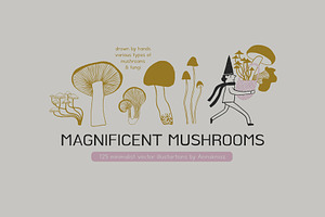Magnificent Mushrooms, a Food Illustration by Annakniaz