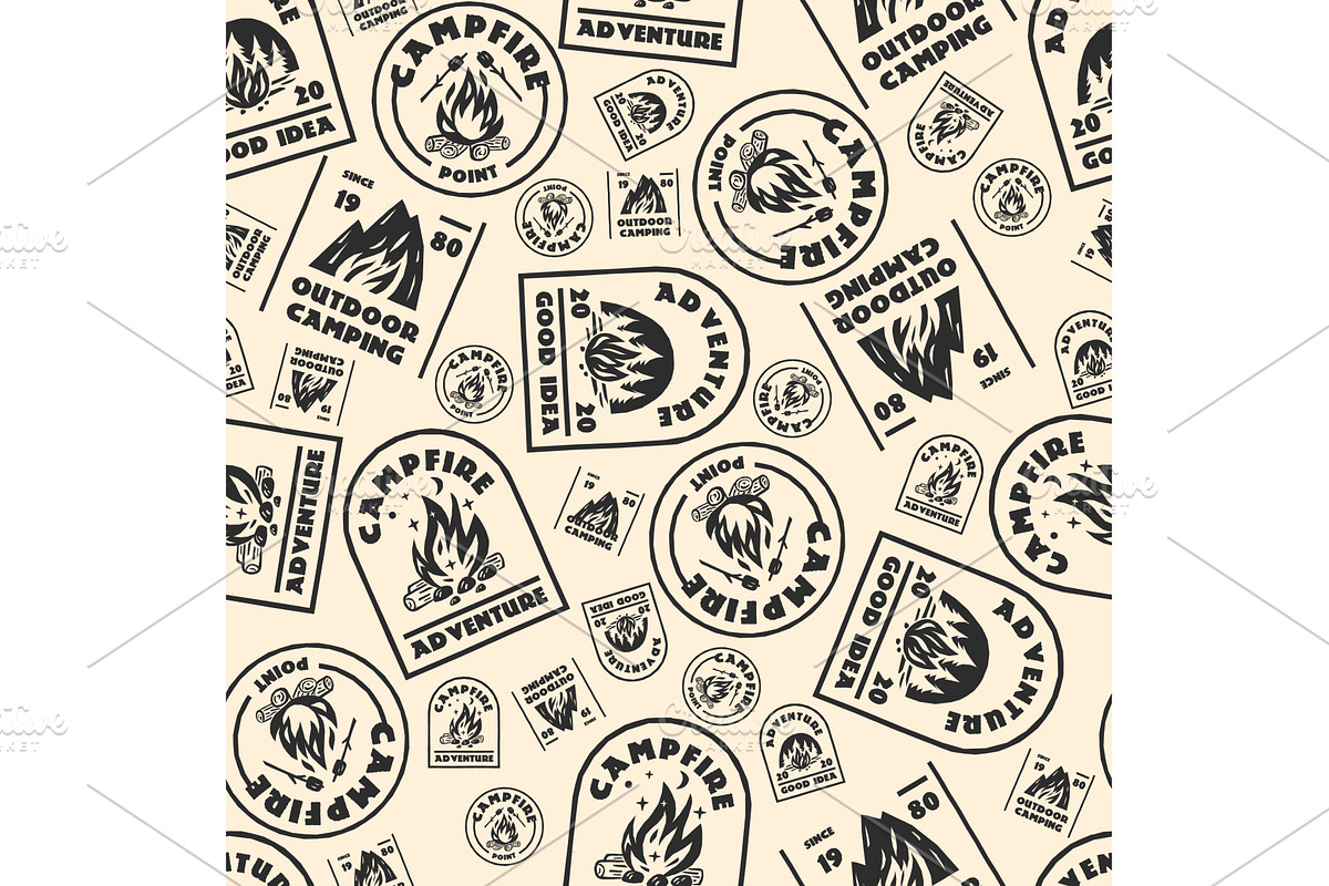 Camping stamp. Outdoor adventure, a Sport Illustration by Vectorbuum