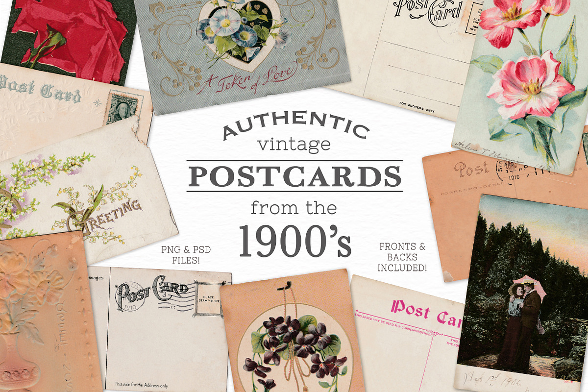 Authentic Antique 1900's Postcards, an Object Graphic by patternpop studio (Photo 1 of 3)