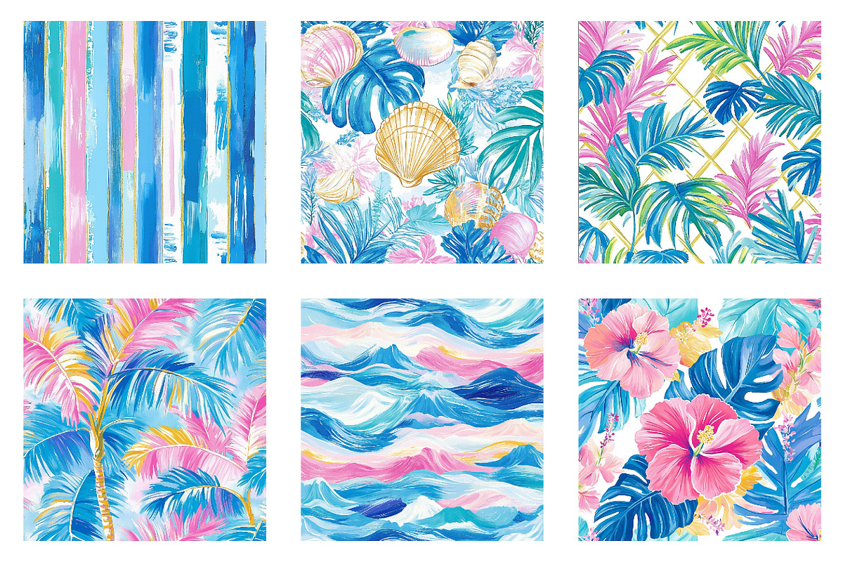 Tropical Beach House Digital Paper, a Texture Illustration by Dream Creation (Photo 4 of 6)
