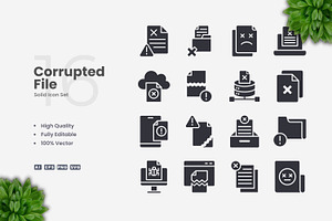 Corrupted File Solid Icons, an Icon by Upnowgraphic