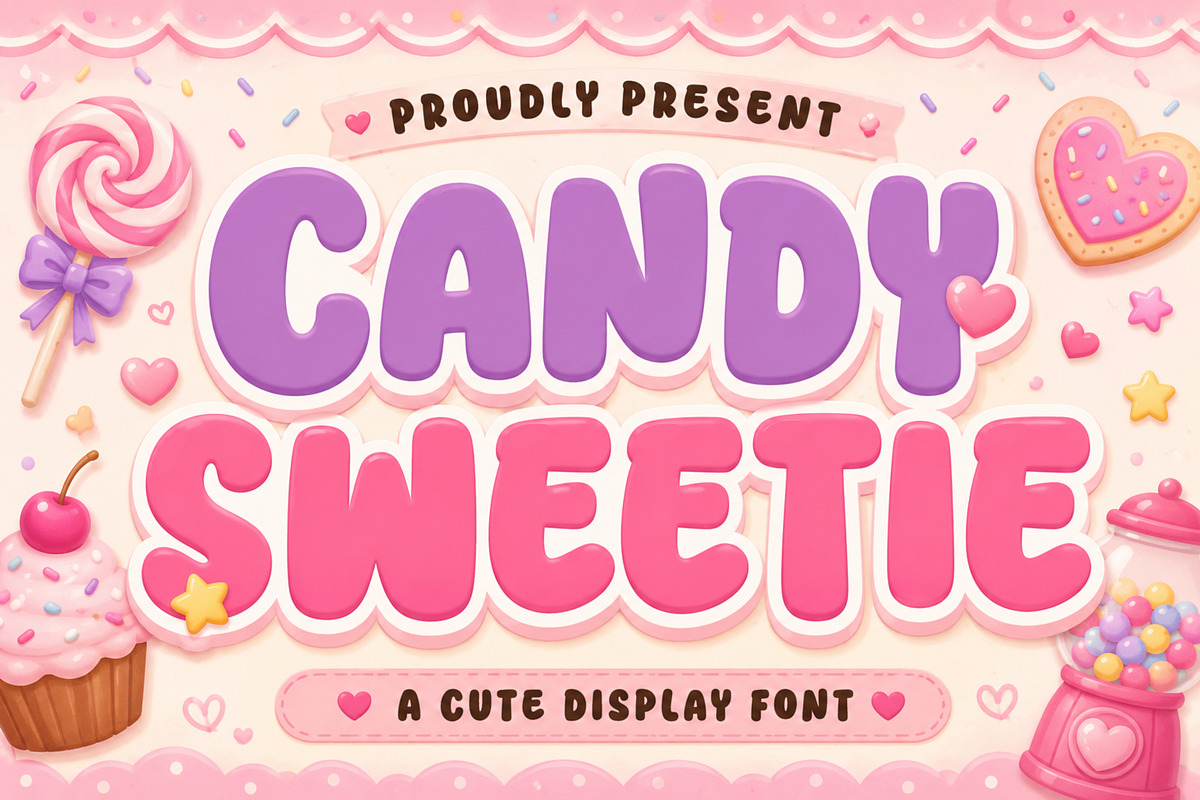 Candy Sweetie – Cute Bubble Font, a Sans Serif Font by Limited.studio (Photo 1 of 5)