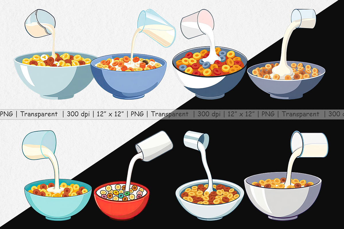 Cereal Bowl with Milk Clipart, a Graphic by Artnoy (Photo 2 of 5)