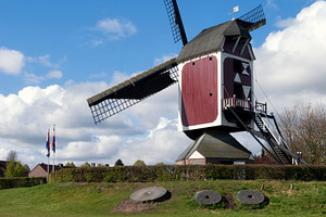 Millstones in a field in front of the Oostenwind windmill