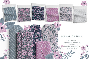 6 Seamless Pattern: Mauve Garden