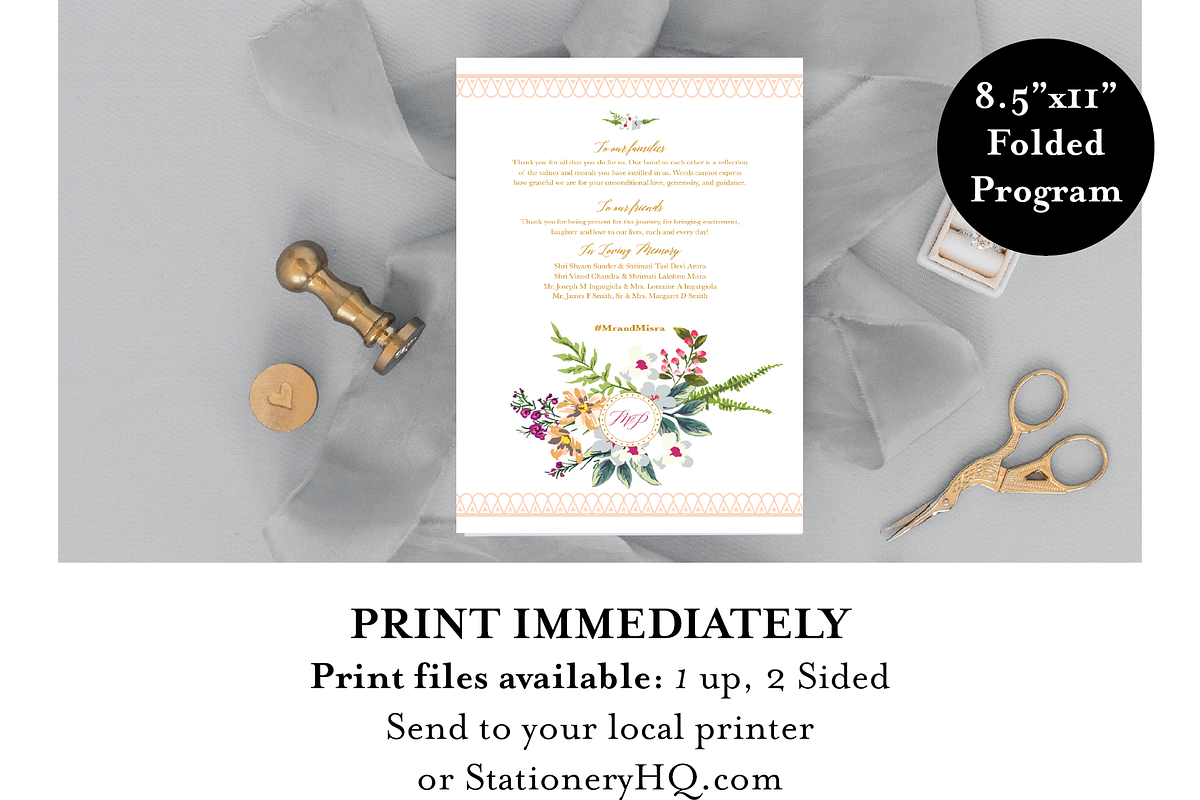 Floral Hindu Folded Wedding Program, a Templates & Theme by CWSDesignsTheMapChick (Photo 5 of 5)