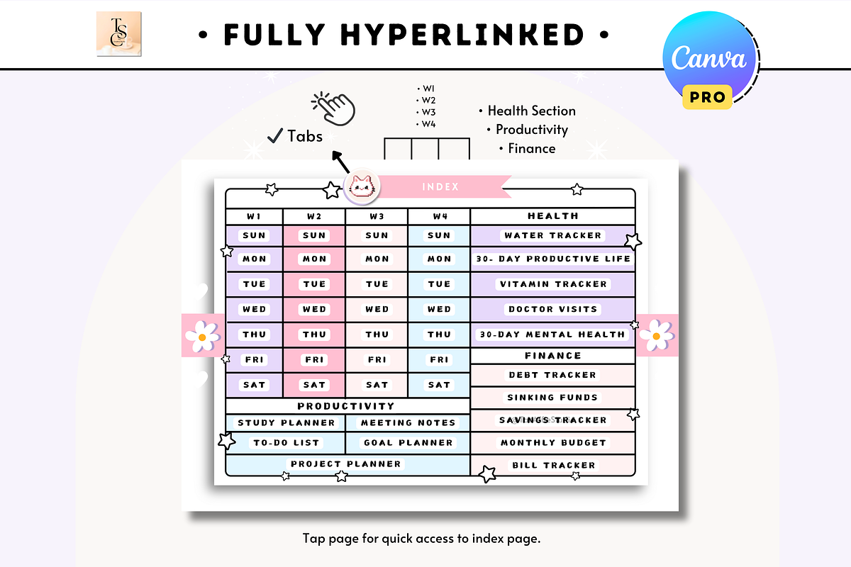 PLR Resell Pink Digital Planner, a Stationery Template by Tas Creative Studio (Photo 10 of 13)