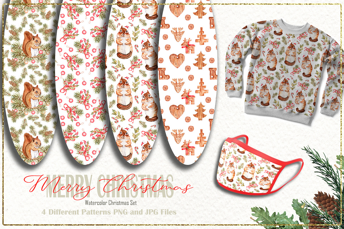 Merry Christmas Watercolor Set, an Illustration by TanataDesign (Photo 6 of 10)