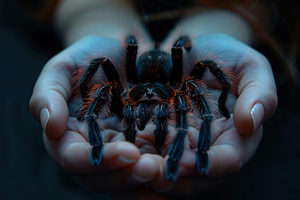 Big tarantula spider on female hands, an Animal Photo by AlyaAnd