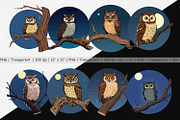 Branch Owl Clipart, a Graphic by Artnoy (Thumbnail 2 of 5)