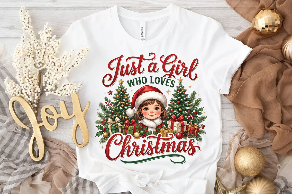 Just a Girl Who Loves Christmas PNG, a Seasonal Illustration by DreamPrint404 (Photo 3 of 6)