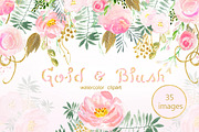 Gold & blush watercolor flowers, an Illustration by LABFcreations (Thumbnail 1 of 6)