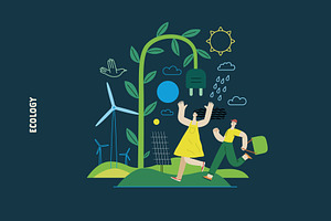 Ecology Flat Vector Illustrations