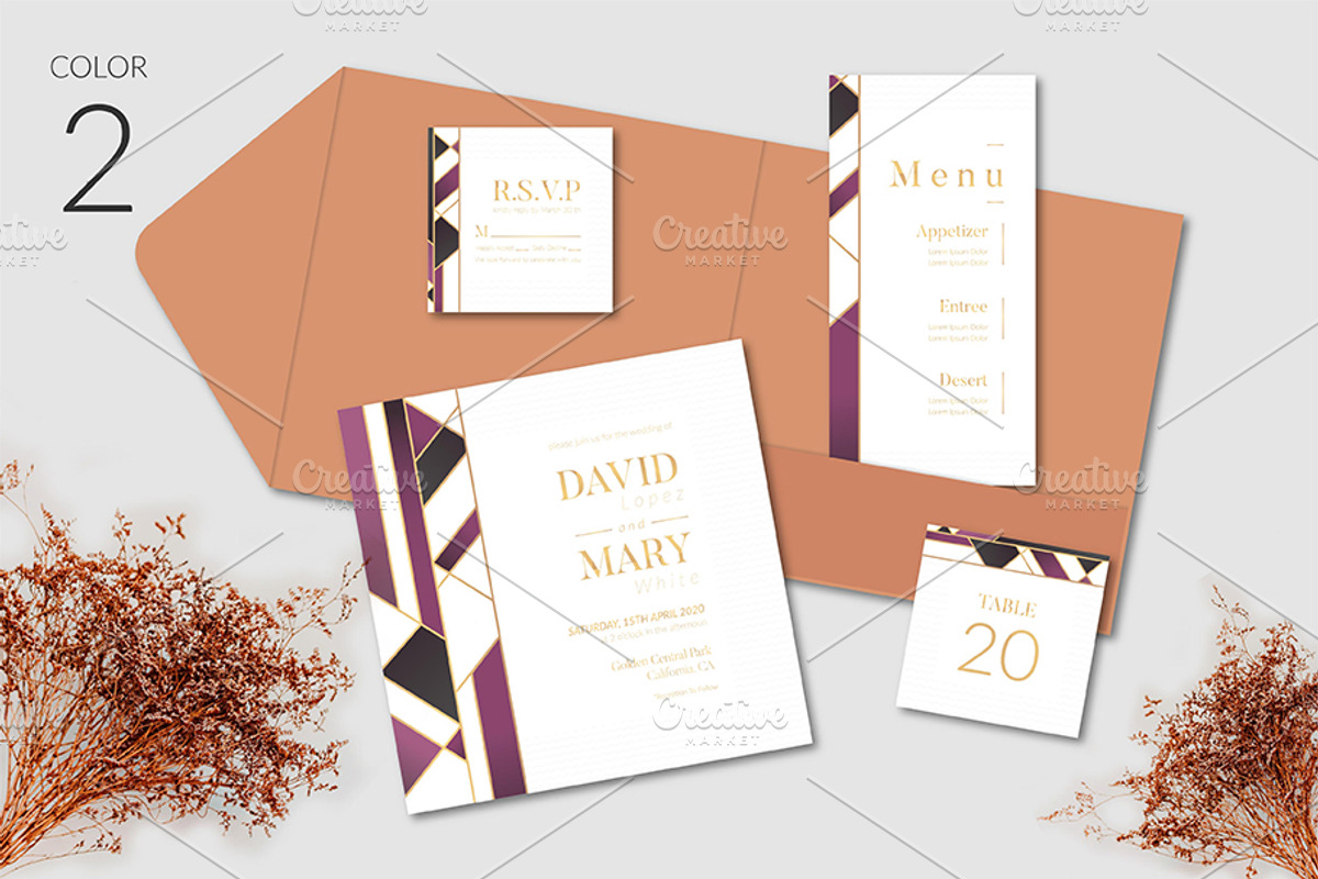 Elegant Art Deco Wedding Invitation, an Invitation Template by Lyllopop (Photo 4 of 4)