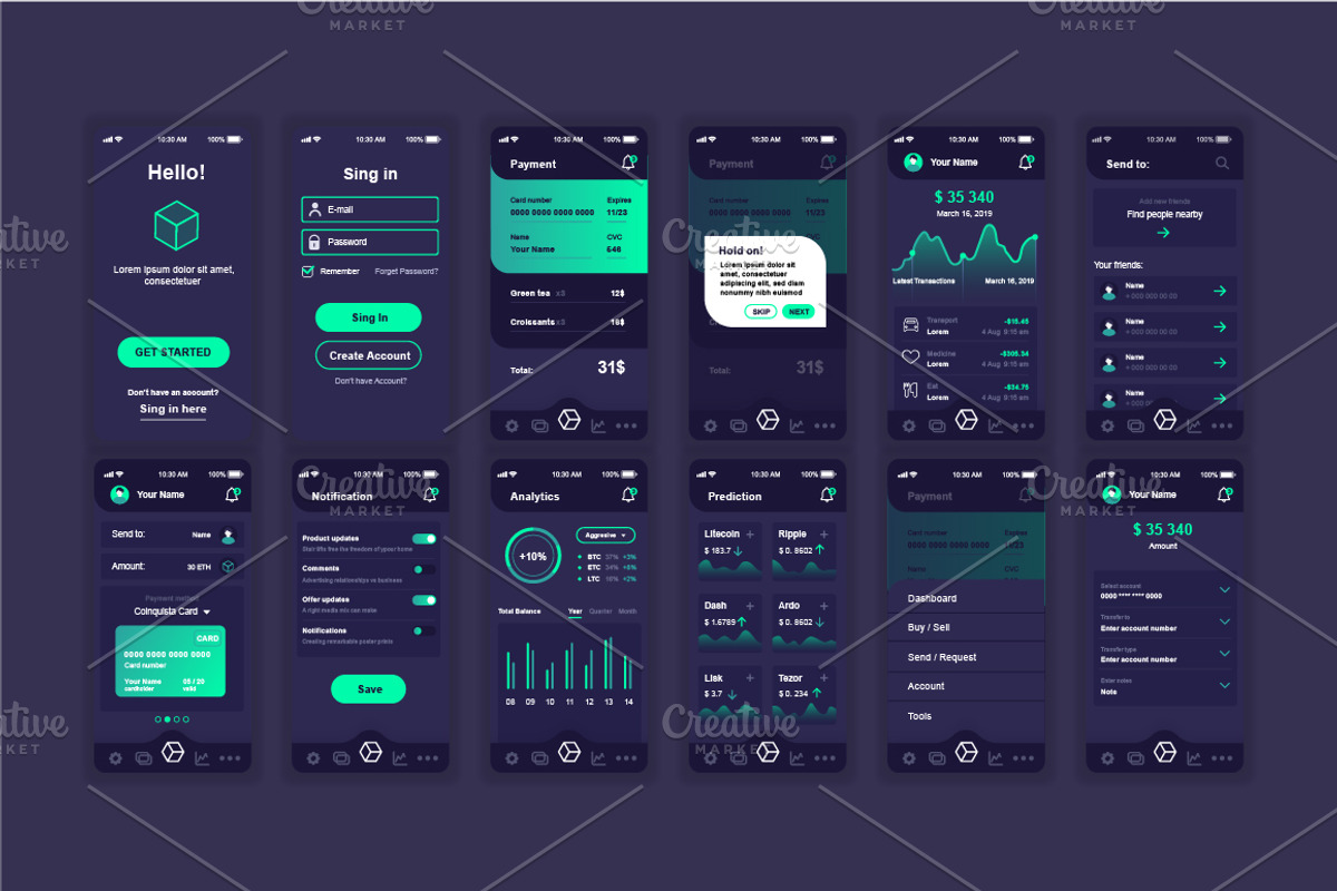 Mobile App UI Kit, a Templates & Theme by alexdndz (Photo 13 of 21)