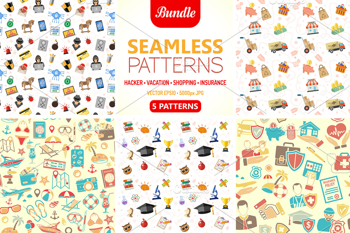 5 Seamless Patterns & Textures, a Pattern Graphic by TAlex (Photo 1 of 6)