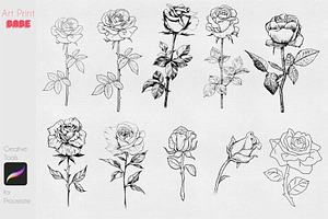 Rose Stamp Tattoo Floral Flower Love