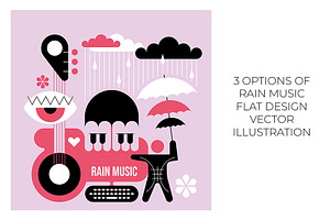 Rain Music Vector Flat Design, an Illustration by danjazzia