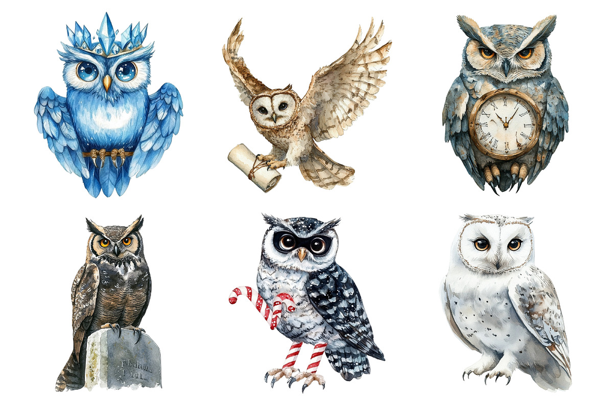 Watercolor Halloween Owl Clipart, an Illustration by Daily.Designs (Photo 3 of 5)