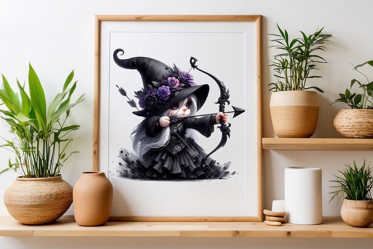 Halloween Witch With Bow Arrow, a Seasonal Illustration by Craft Nest (Photo 4 of 5)