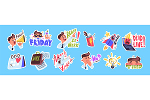 Office work stickers. Laptop