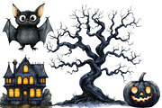 Watercolor Halloween Clipart, an Illustration by Designworld (Thumbnail 5 of 6)