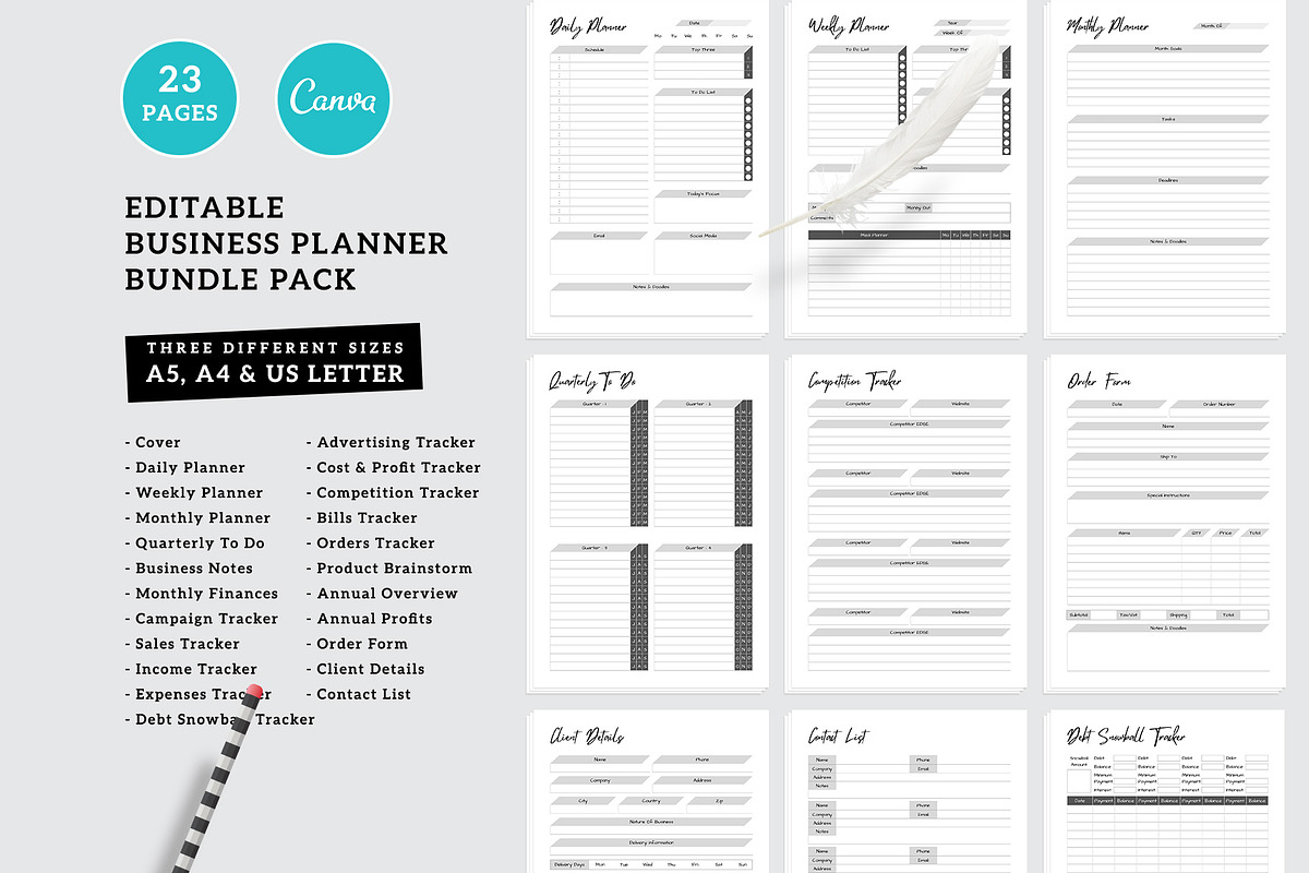 Canva Business Planner, a Stationery Template by Amit Debnath