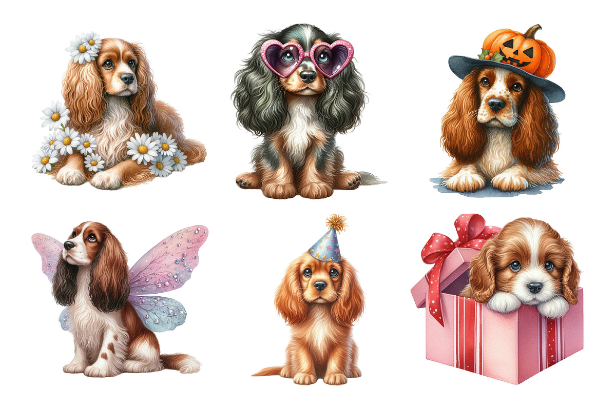 Watercolor Spaniel Clipart Bundle, an Illustration by Daily.Designs (Photo 2 of 5)