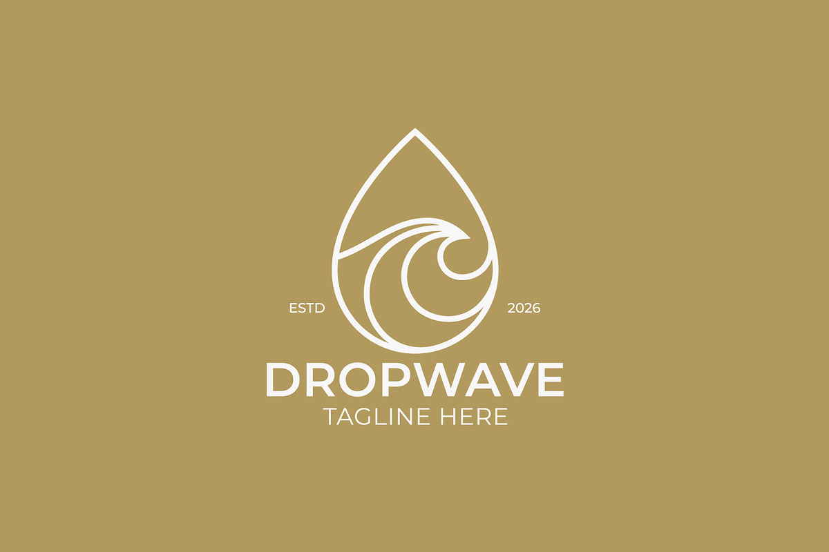 Golden Water Droplet Wave Logo, a Branding & Logo Template by Signatoro (Photo 3 of 3)