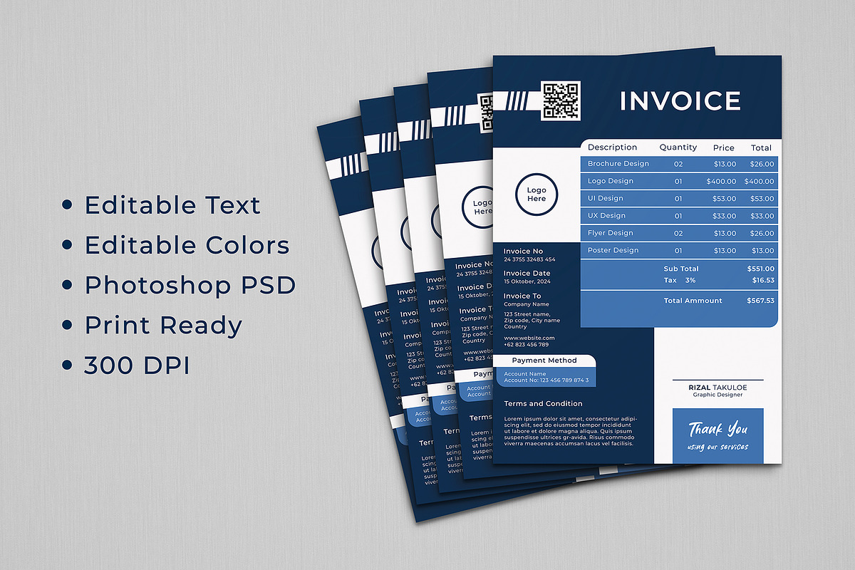 Invoice Template, a Stationery Template by takuloerizal (Photo 1 of 3)