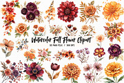 Watercolor Fall Flower Clipart, an Illustration by Libby Wishes (Thumbnail 1 of 7)