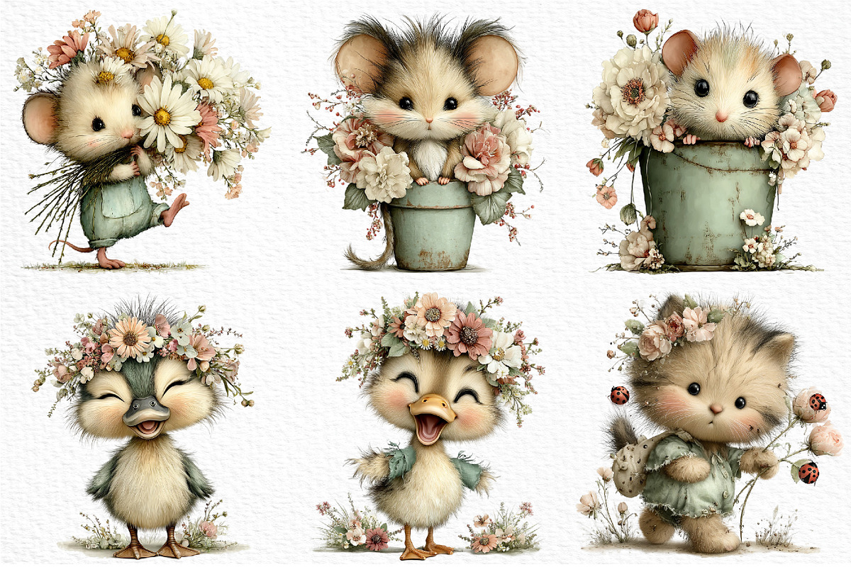 Funny Spring Animals Clipart, an Illustration by Craft Nest (Photo 5 of 12)