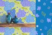 Hydrangeas floral vector pattern, a Pattern Graphic by Carpet Tapete Pretzel (Thumbnail 7 of 14)