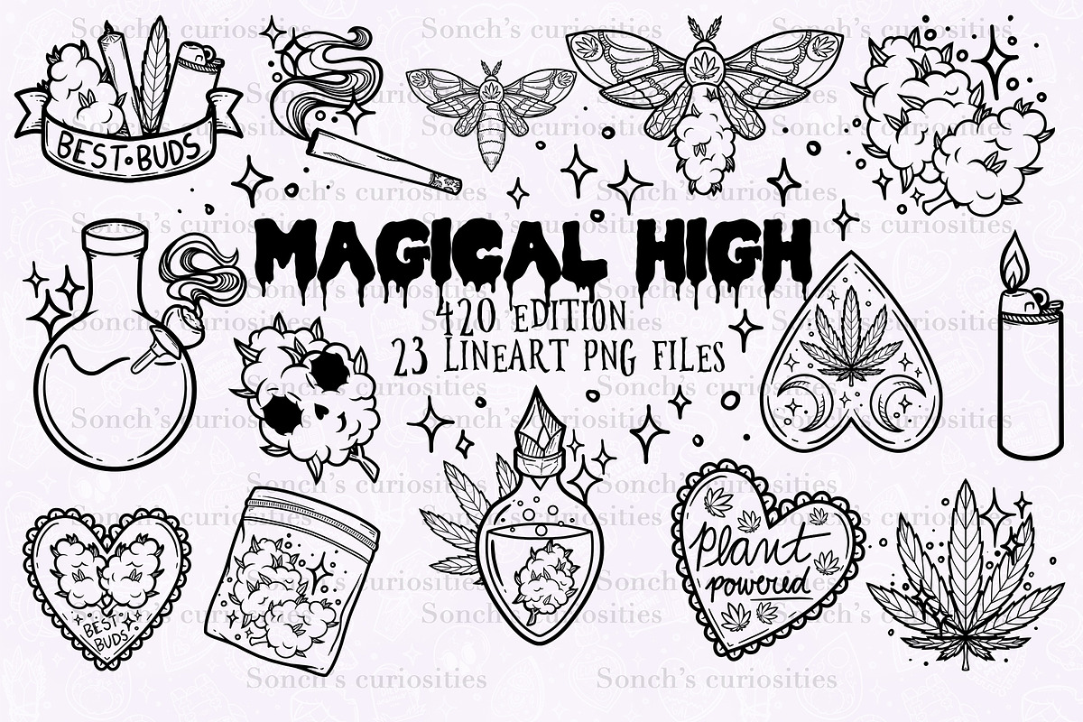 Magical High - cannabis png lineart, an Illustration by Sonch' s ...