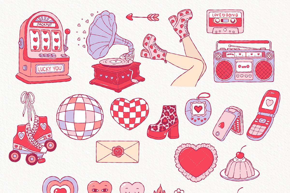 90s Valentine Clipart Bundle, a Seasonal Illustration by TitaLivingArt (Photo 4 of 10)
