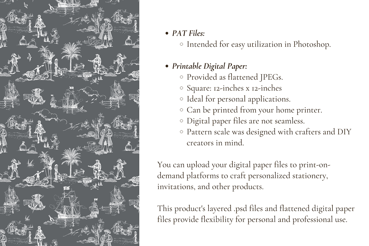 Pirate Toile de Jouy Print, a Background Graphic by Hughes Studio (Photo 6 of 6)