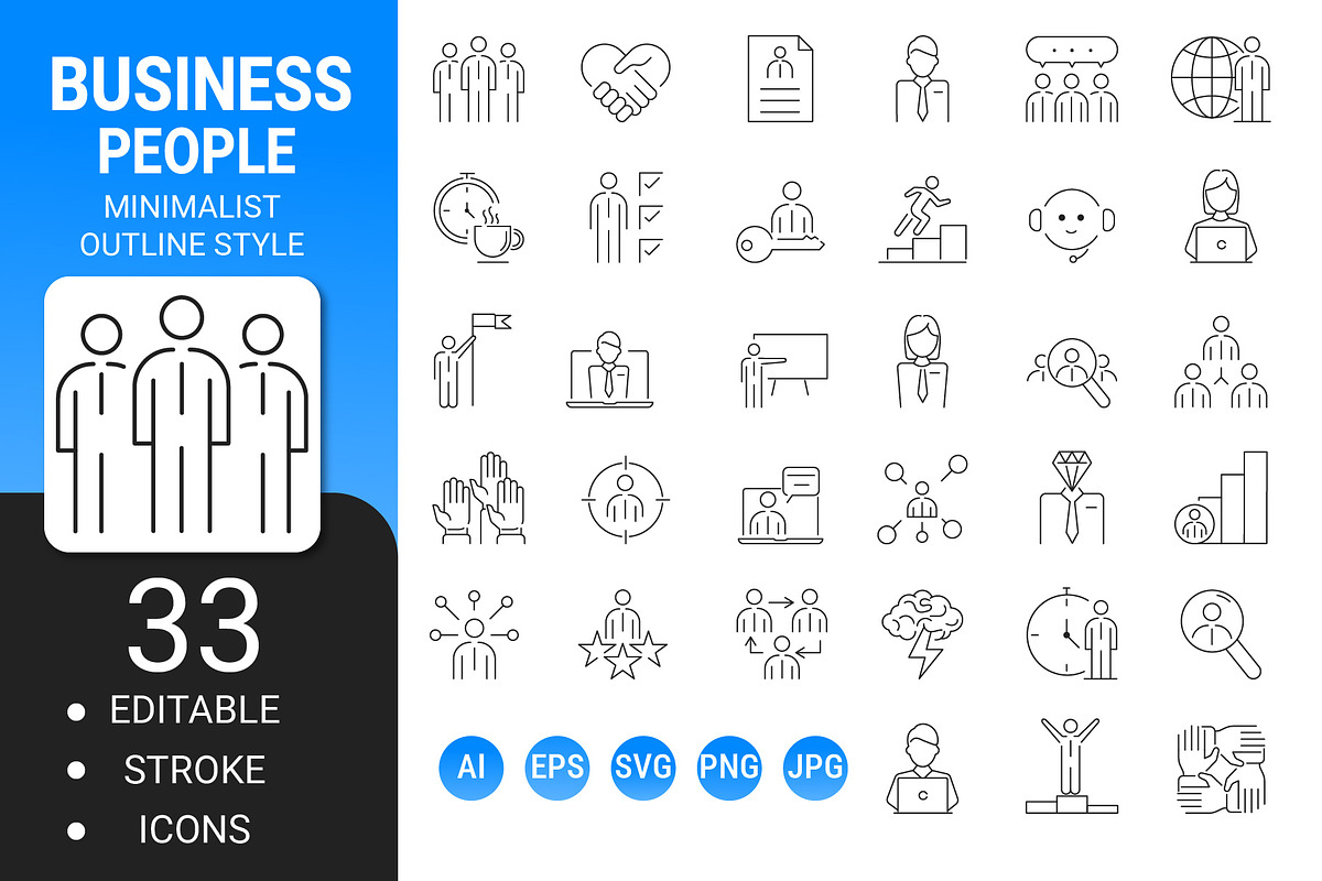 Business people outline icon set, an Outline Icon by Icons (Photo 1 of 3)