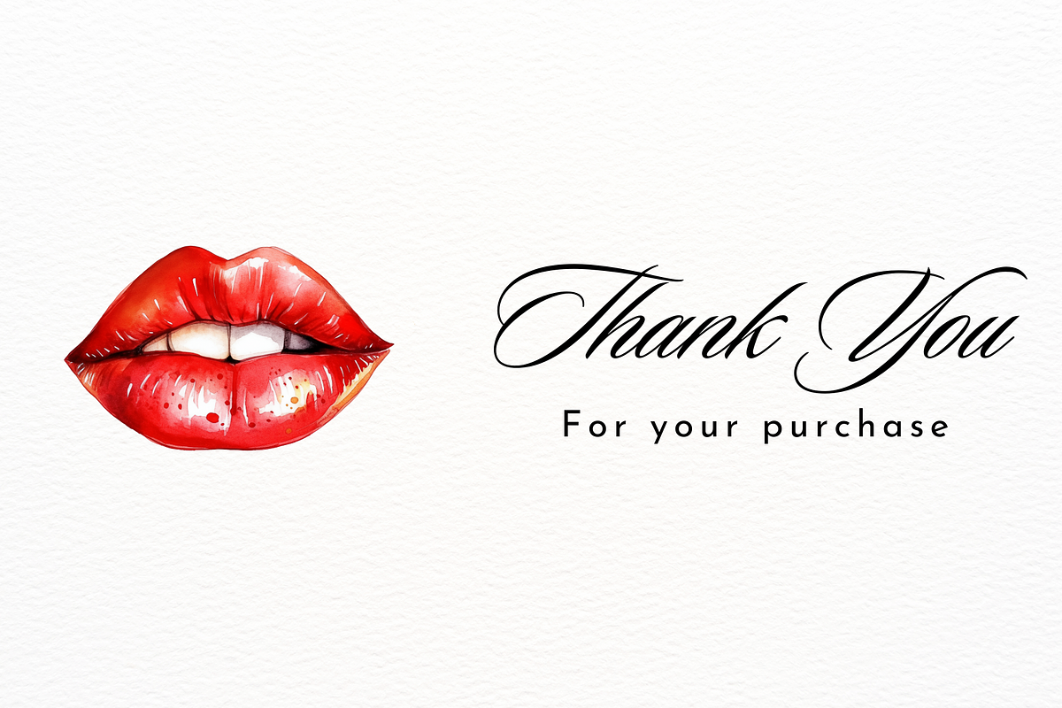 Beautiful Watercolor Red Lips, an Object Illustration by New-School-Wave (Photo 5 of 5)