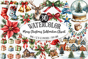 Merry Christmas Sublimation Clipart, an Illustration by Designking (Thumbnail 1 of 5)